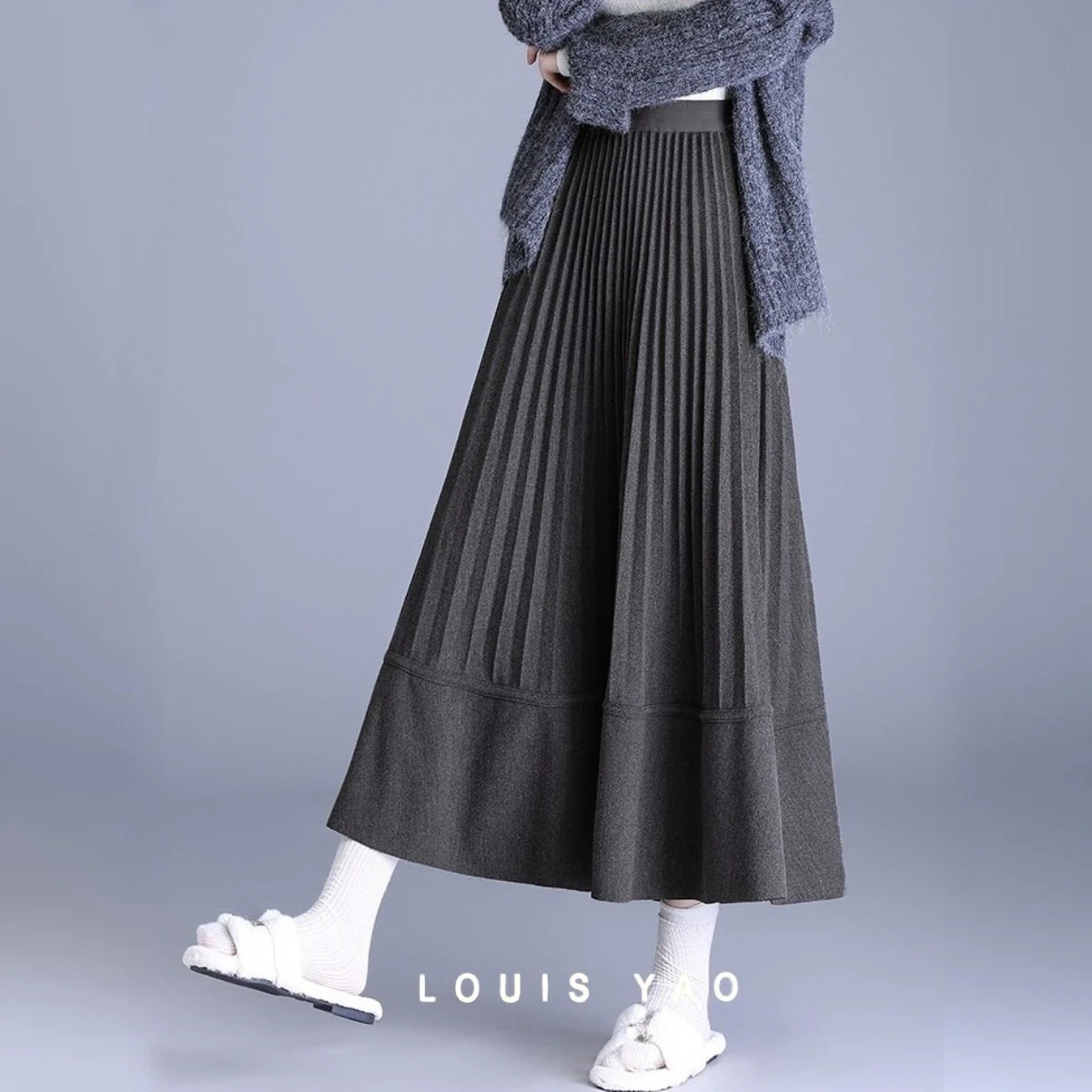 

LOUIS YAO New Sophisticated Pleated Skirt 2025 Autumn/Winter Fashion Long Pleated Skirts Minimalist Women's A-Line Skirt