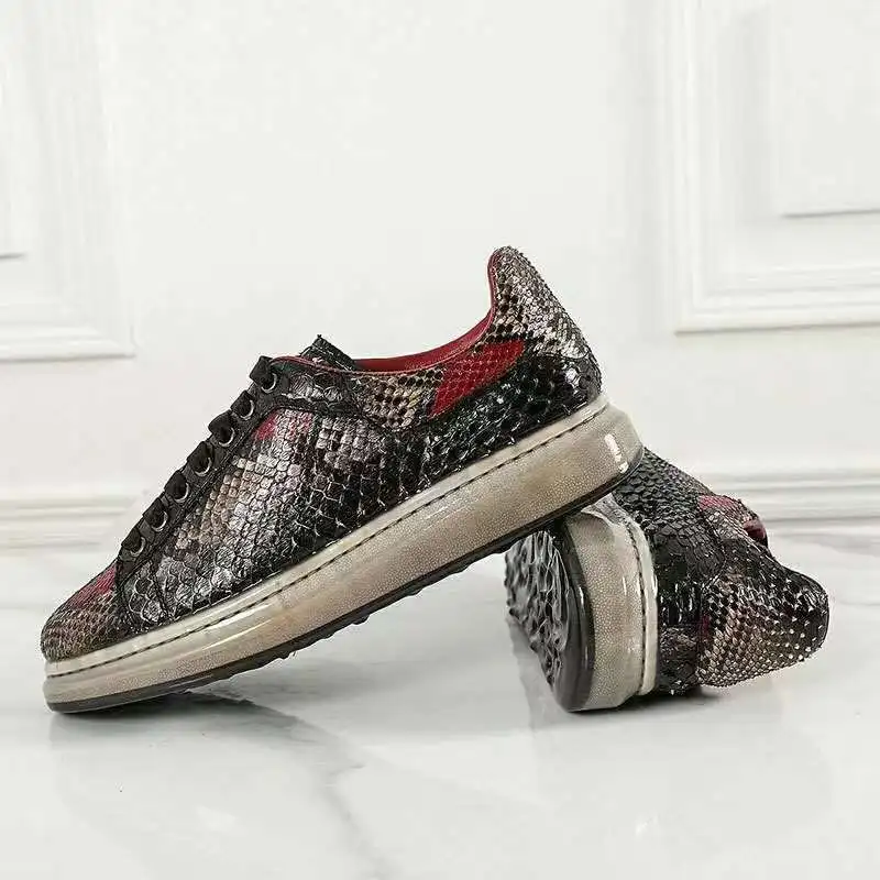 2023 new arrival Fashion Snake Skin causal shoes men,male Genuine leather Sneaker pdd129