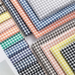 Houndstooth Plaid Pattern Imitation Cotton Linen Fabric By The Meter for Sofacovers Tablecloth Sewing Fashion Cloth Black White