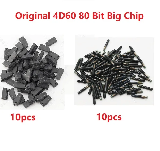 10pcs/lot Original 4D60 80 Bit 4D 60 ID60 Big Glass Transponder Car Key Chip For Ford Connect Fiesta Focus Ka Mondeo chip