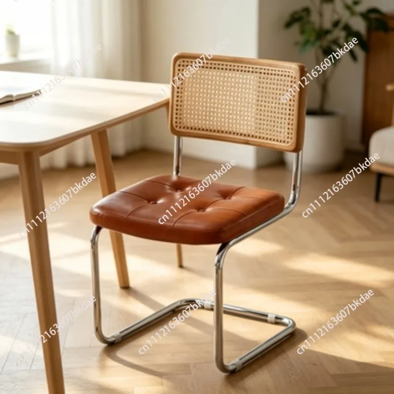 Office Rattan Backrest Dining Chairs Modern Luxury Relax Bow Shaped INS Computer Seat Computer Chair Restaurant Furniture view 3