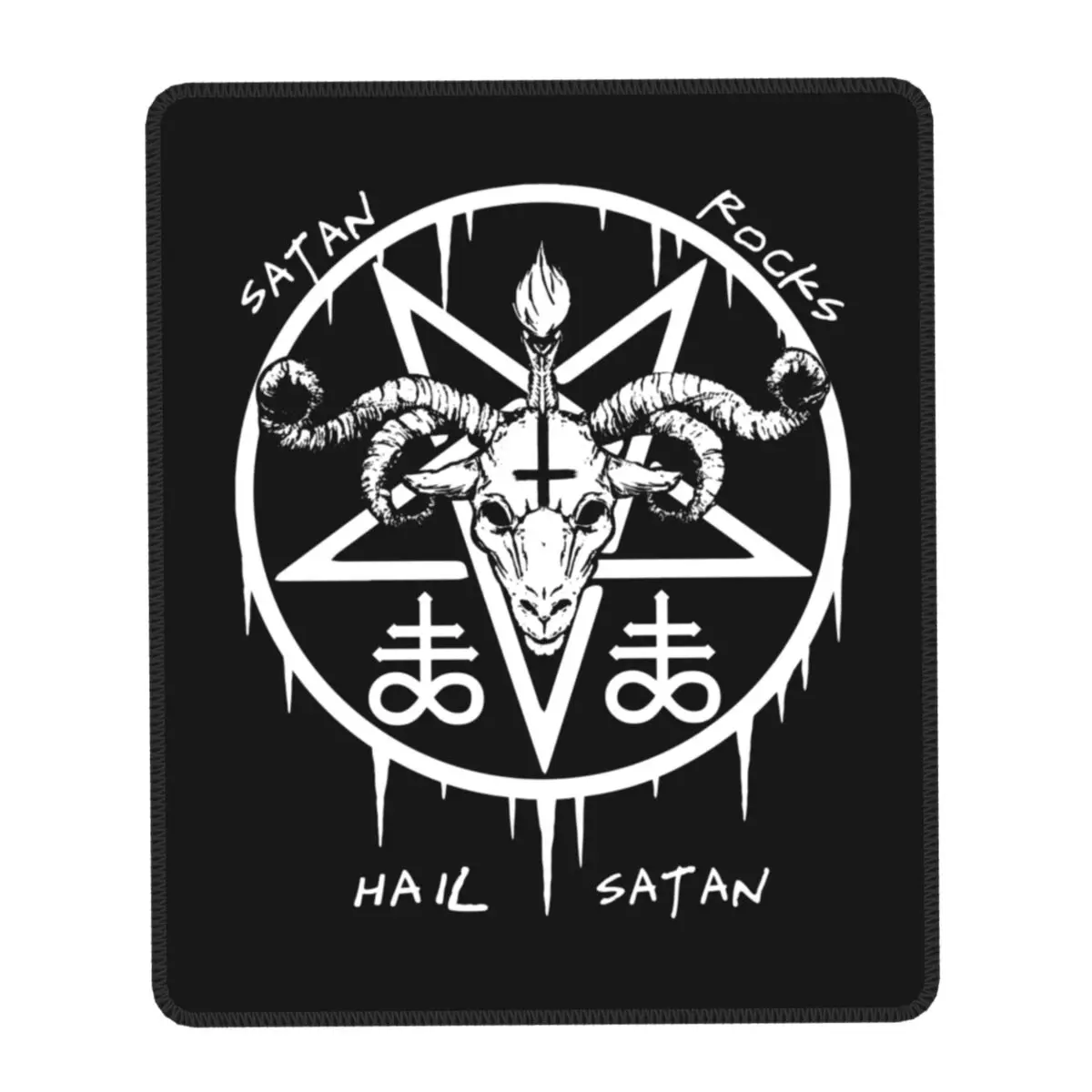 Hail Satan Satan Rocks Laptop Mouse Pad Soft Mousepad with Stitched Edges Non-Slip Rubber Satanic Baphomet Computer Desk Mat