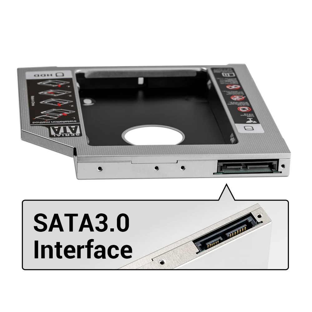 UnionSine 9.0 9.5 12.7mm HDD Caddy SATA 3.0 per 2.5 ''SSD Case Hard Disk Drive Adapter per Laptop CD DVD-ROM Optibay