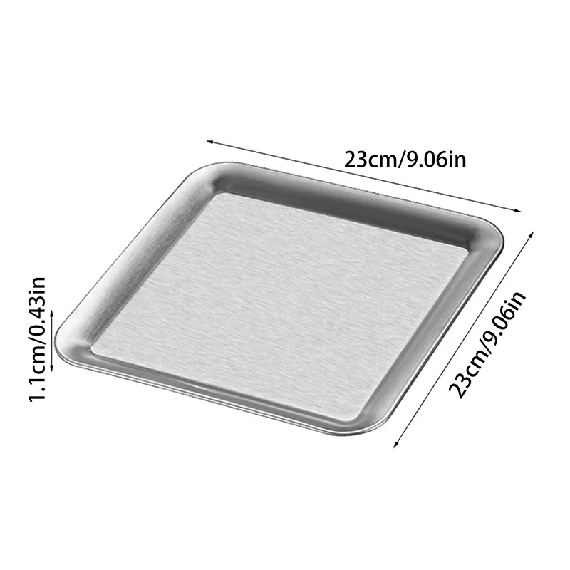 【YY】 1 Stück 2026 Edelstahl Desserts Kaffeetablett Quadratisches/Rechteckiges Serviertablett für Zuhause, Café, Restaurant, Küche/Badezimmer