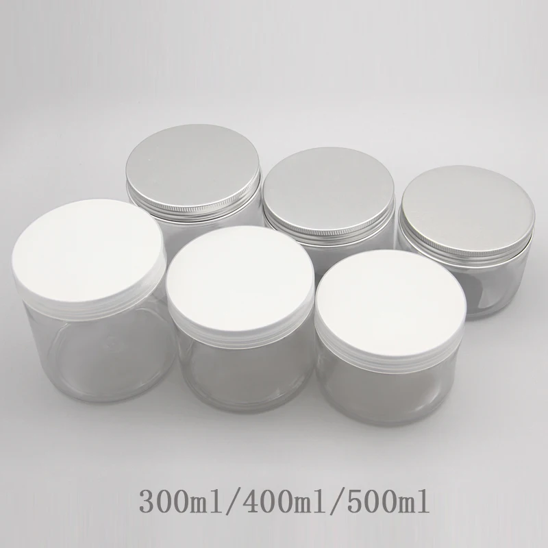 300ml 400ml 500ml Transparent Cream Jar With Sealed Screw Lid, Clear Cookie Jars, Big Size Food Tea Container Plastic Pot Bottle