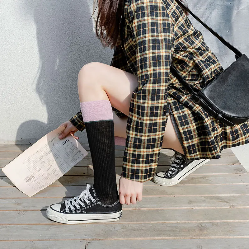 New Women Long Socks Stockings Solid Color Japanese Fashion Knee Socks Stockings JK Lolita Girls Knee High Socks Stockings Women