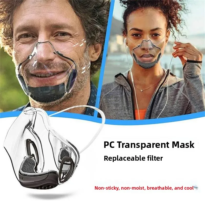 

Прозрачная взрослая 3D-маска из поликарбоната с защитой от запотевания, дышащая, удобная, для медицинских учреждений, декоративная