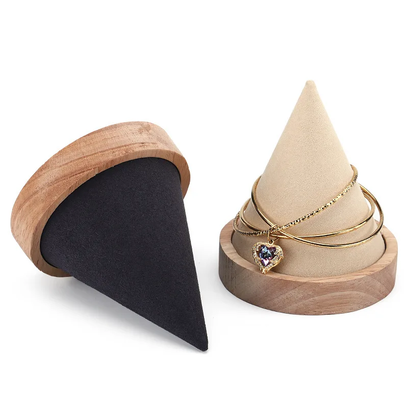 Creative Wood Cone Bracelet Display Stand Ring Bangle Anklet Chain Necklace Jewelry Storage Rack HolderJewellery Props