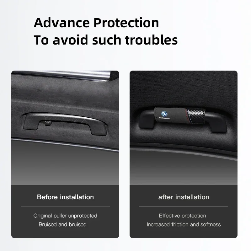 2Pcs Car Interior Door Handle Cover Handgrip Protect Casing For VW GTI Polo Golf Passat Tiguan Arteon Touareg Taigo Caddy Jetta view 2
