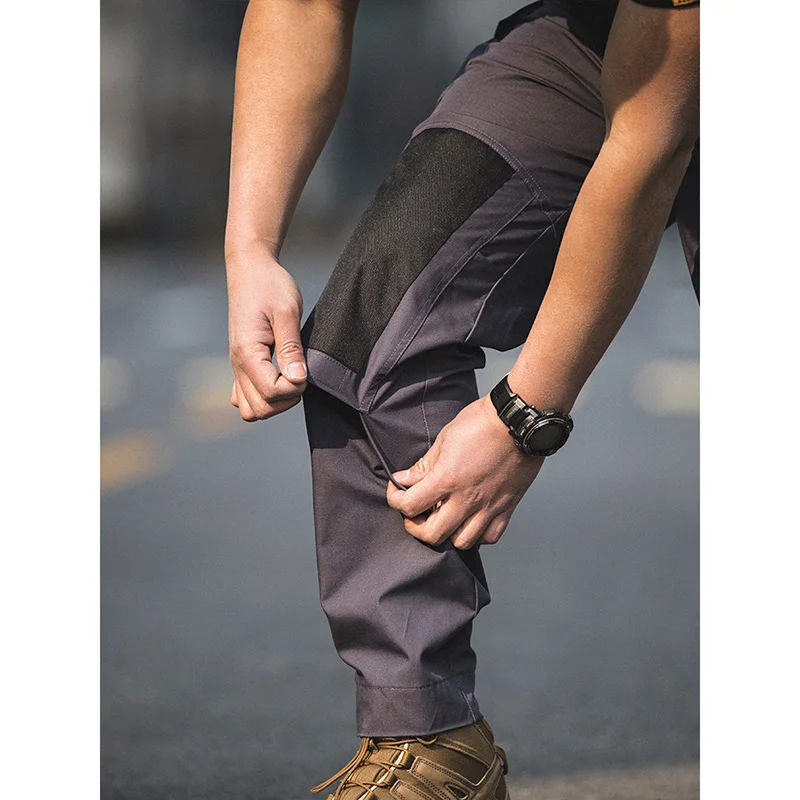 Lynjacye Mens Outdoor Straight Leg Tactical Pants Men\'s Waterproof Work Pants Knee Protection Military Multi Pocket Trousers