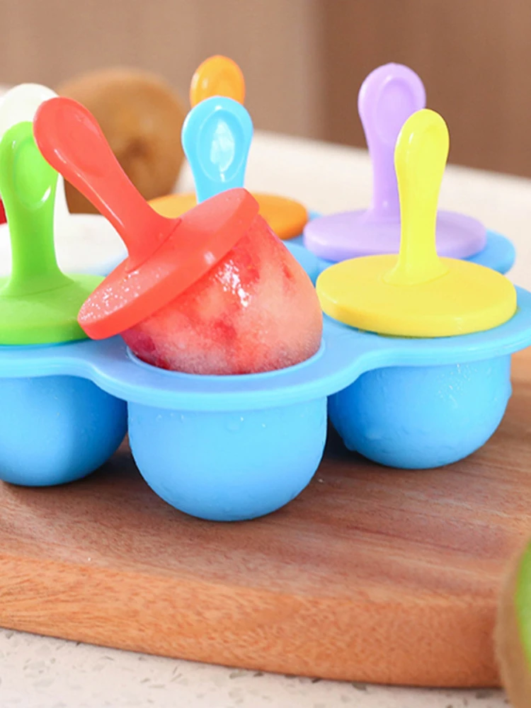 DIY Ice Cream Popsicle Mold Home Homemade Food Grade Silicone 7 Grids Fruit Shake Ice Cream Maker Mould Tools Ice Tray