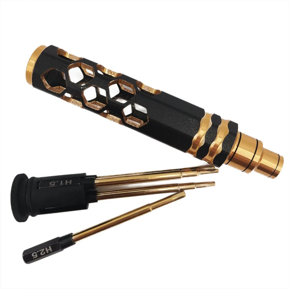 Neebrc 4 em 1 conjunto de chave de fenda 1.5mm 2.0mm 2.5mm 3.0mm hex kit de ferramentas de serviço de metal para modelo rc aeronave carro barco parte