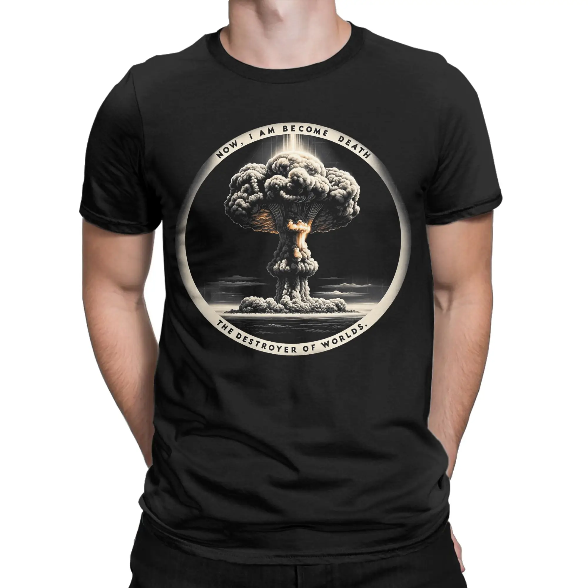 Nuclear Explosion Men's T Shirts  Humorous Tees Short Sleeve Crew Neck T-Shirts 100% Cotton Plus Size Tops