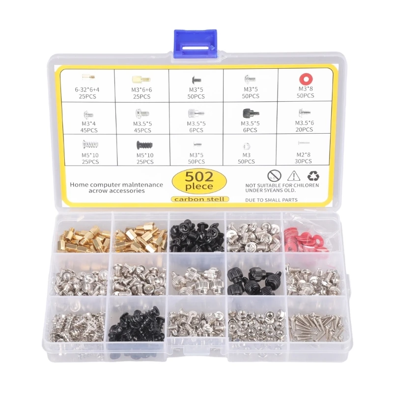 228/280/360Pcs Computer Motherboard Screws Motherboard Standoffs Screws for Hard Drive Case Fan Power Supply