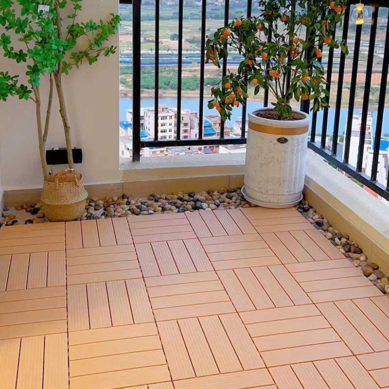 Telas de deck interligadas de plástico de madeira reciclável resistente DIY piso interno e externo à prova d'água