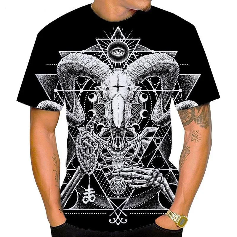 

Summer 3D Printing Men's T Shirts Trendy Retro Hip Hop Street Style Clothing Outdoor Gothic Loose Round Neck Short Sleeved Tops