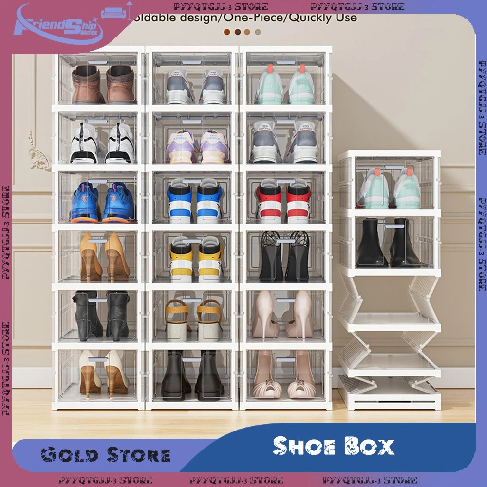 

1/3 Layers Transparent Shoe Box Foldable Simple Shoe Rack Thickened Stackable Shoe Cabinet Hanger for Sneaker Shoes Organizers