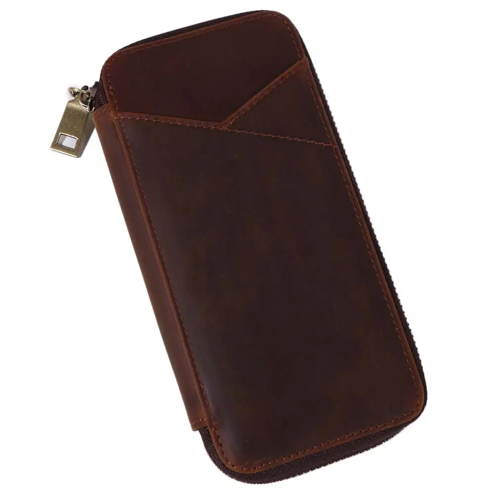 Handmade Leather Genuine Leather Pencil Case 4 Slots Design Vintage Style Fountain Pen Bag Crazy Horse Leather