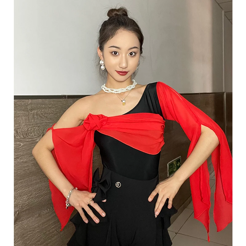 

New Ballroom Dance Clothes Women Fairy Floating Tops Women Tango Waltz Social Dance Tops Ballroom Performance Costume BL11169