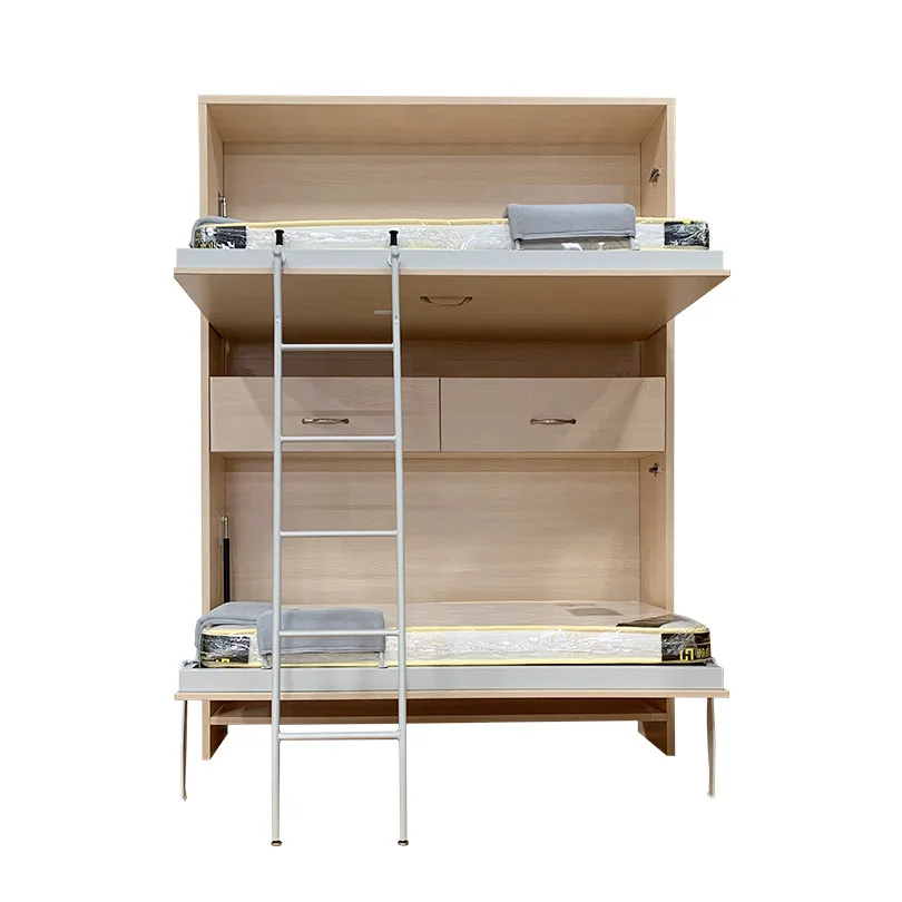 Multifunctional dormitory upper and lower bed storage wall bed, invisible bed double-layer rollover bed