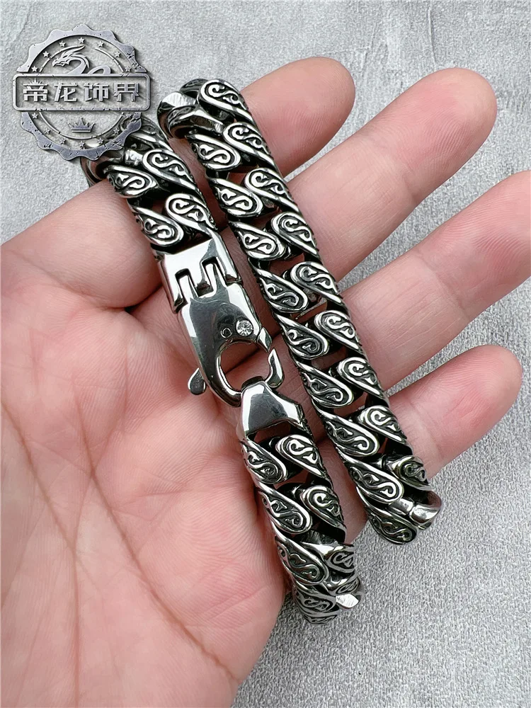S925 Sterling Silver Women's Necklace Men's New Fashion Jewelry Personalized Versatile Retro Punk party Dragon pattern chain