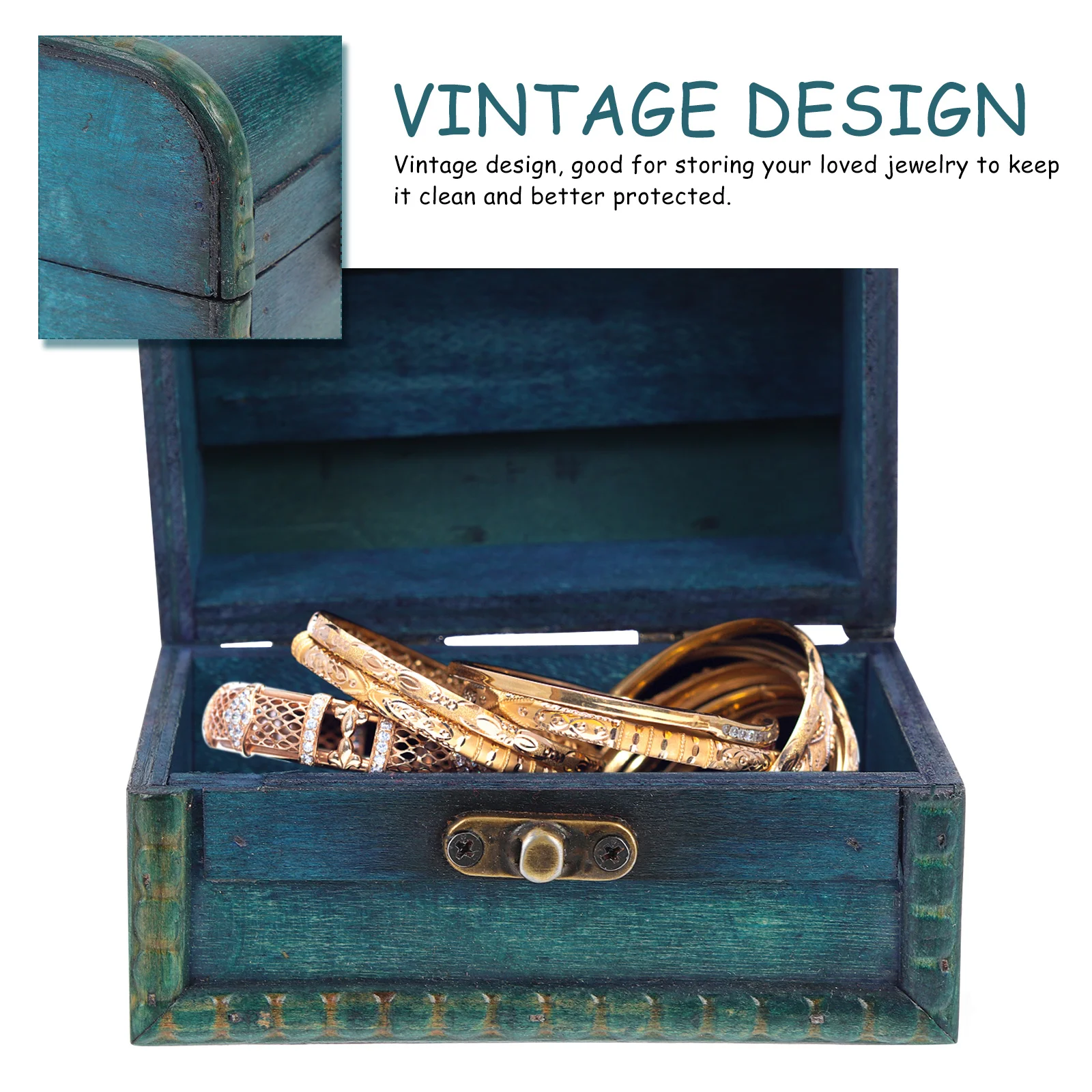 

Portable Vintage Jewelry Box Sturdy Scratch Resistant Wooden Alloy Organizer for Travel Home Use Trinket Storage
