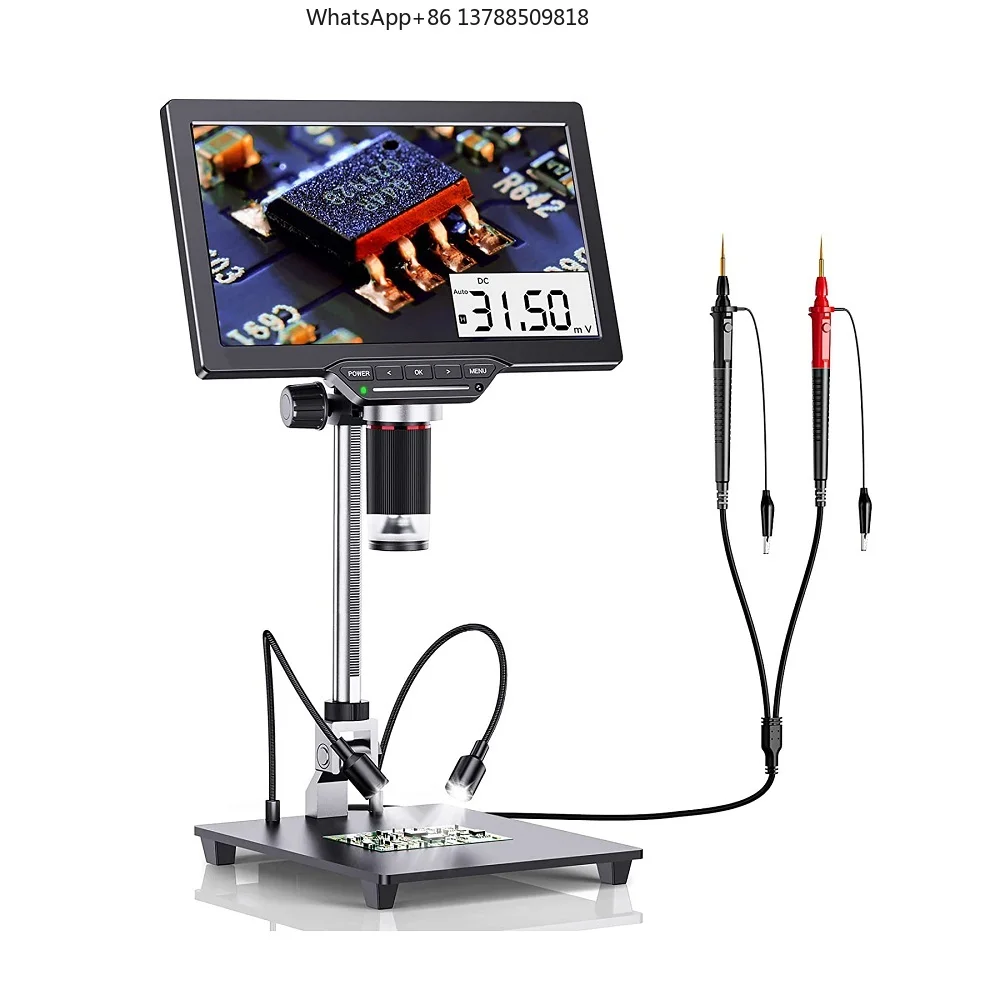 

New Factory Wholesale Multimeter 2000X Microscope DC/AC Voltage 10.1 Inch Video Microscope Repair Tools Milti-functions Welding