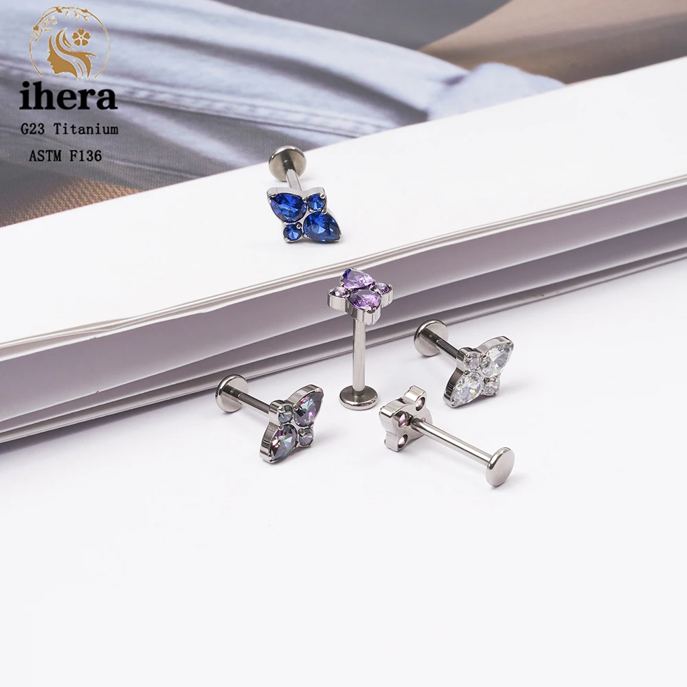 G23 Titanium Crystal Zircon Piercing Stud Earrings for Women Ear Cartilage Tragus Helix Piercing Trendy Jewelry ASTM F136 16G