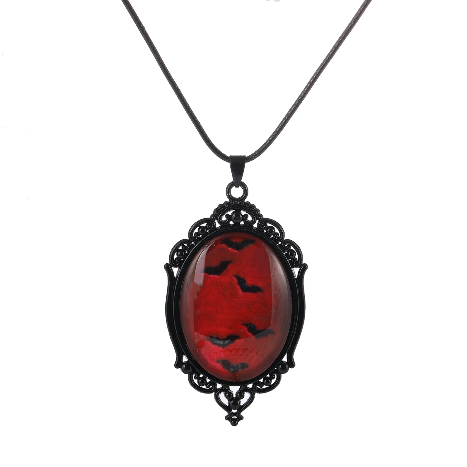 Gothic Vampire Bat Cameo Necklace Vintage Blood Bat Red Cabochon Pendant Choker Mystic Scarlet Witch Necklace for Women Girls