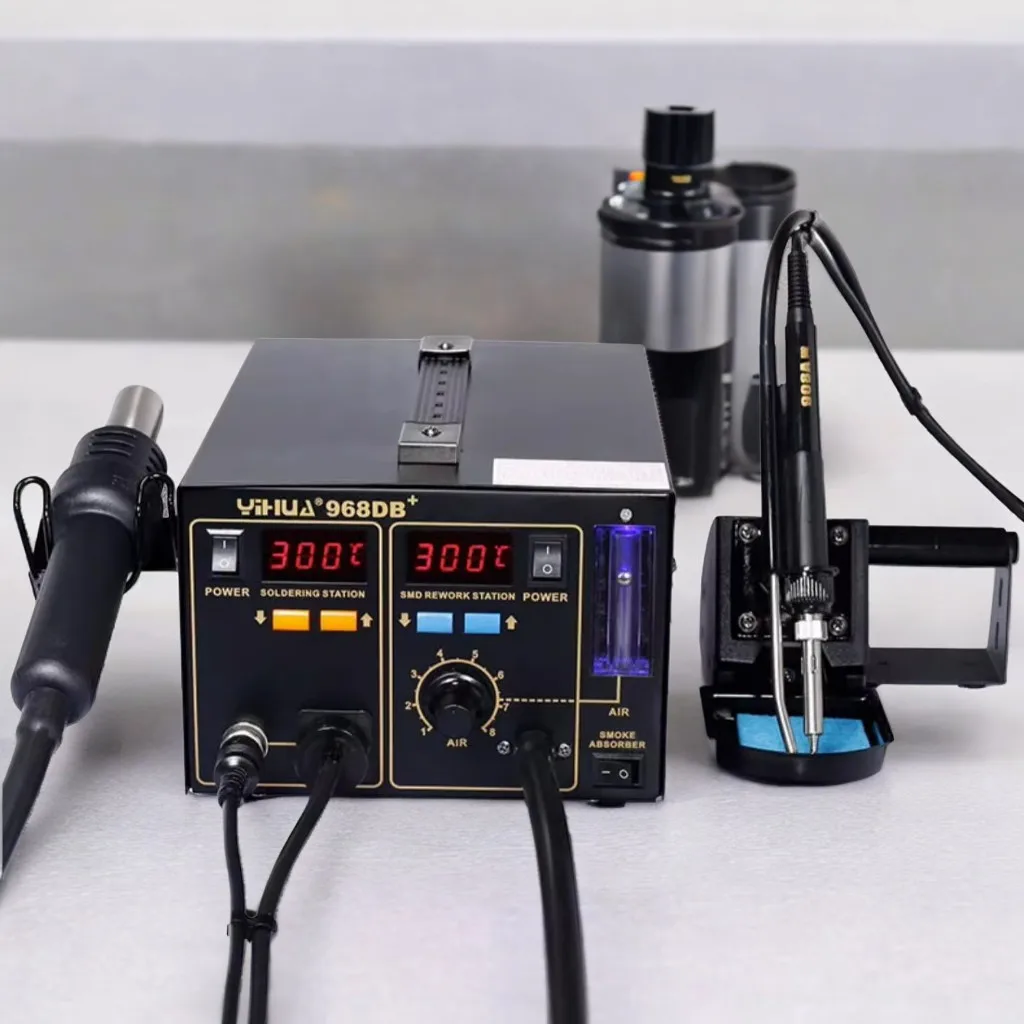 

Hot 3 in 1 SMD Rework Station YIHUA 968DB+ Soldering Station With Smoke Absorber