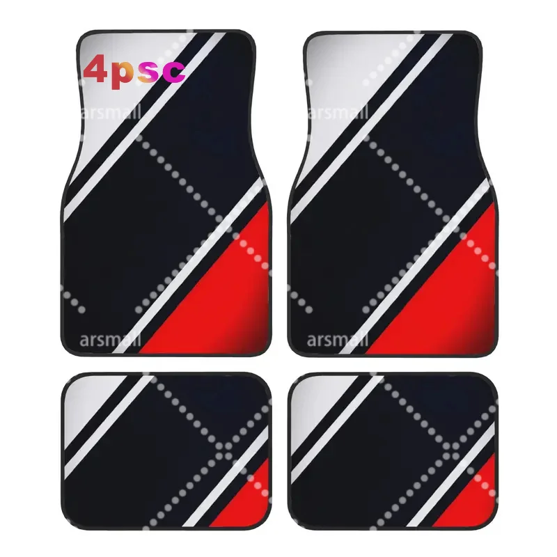 This Set Of 4 Car Floor Mats Features An Exquisite Design With Vintage Stripes, Embodying A Classic Automotive Theme. They Are P