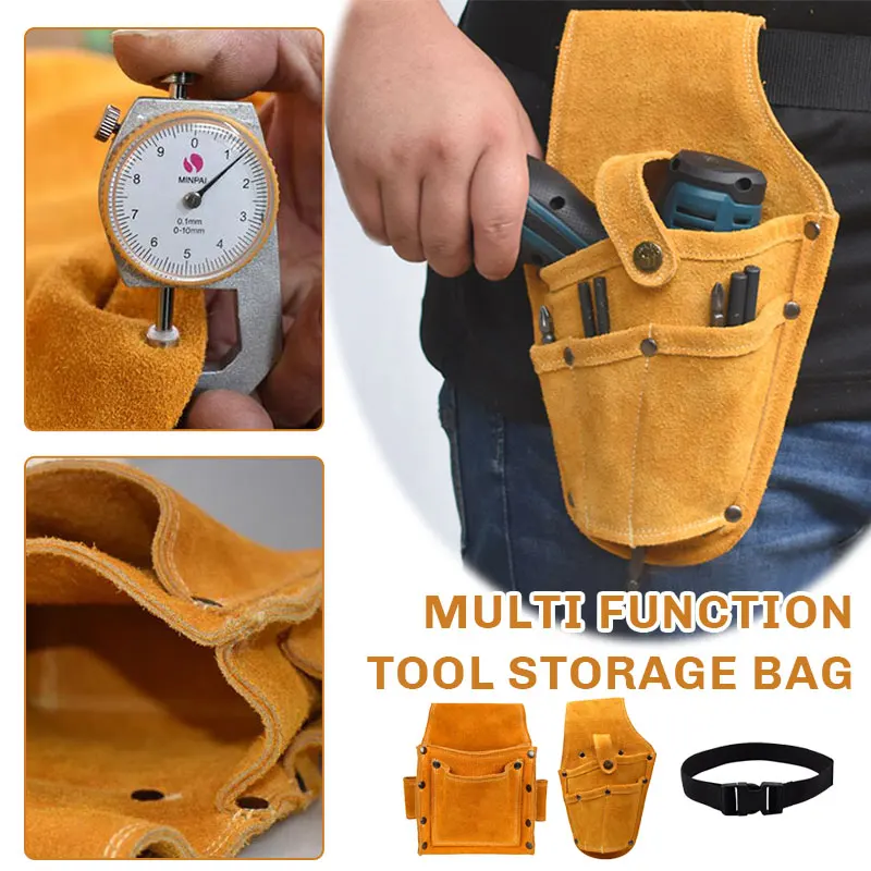 

Cowhide Leather Woodworking Tool Waist Bag Holster Waist Tool Bag Waist Belt Tool Electric Welding Welder Pouch With Belt