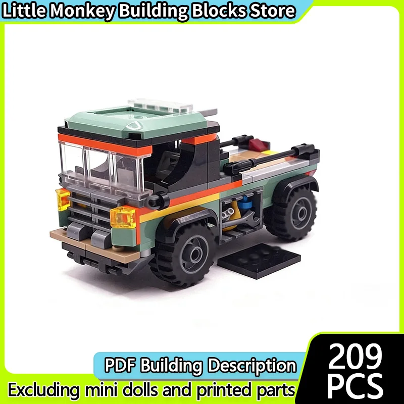 City Car Model MOC Building Bricks Light-Duty Utility Pickup Truck Modular Technology Children Holiday Gifts Assemble Toys Suit
