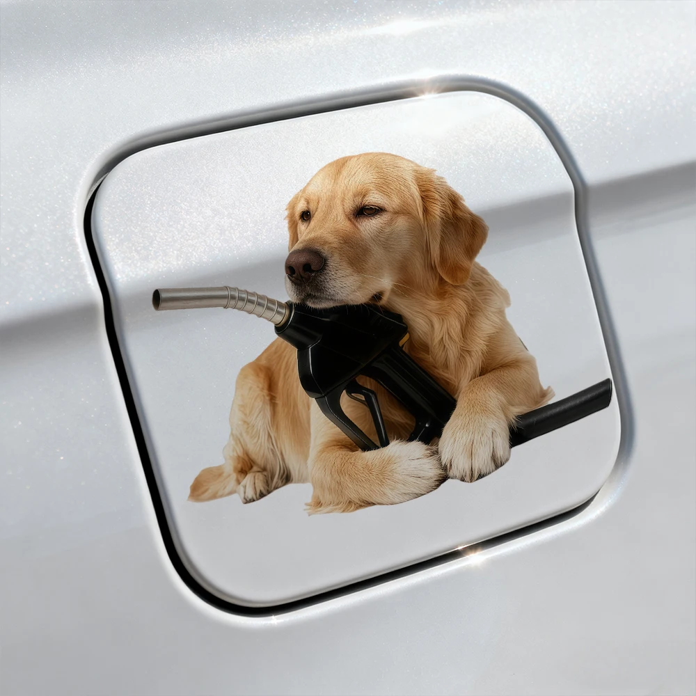 

1Pc Cute Refueling Golden Retriever Dog Waterproof Vinyl Sticker Durable Decal for Car Truck Motorcycle Fuel Tank Cap