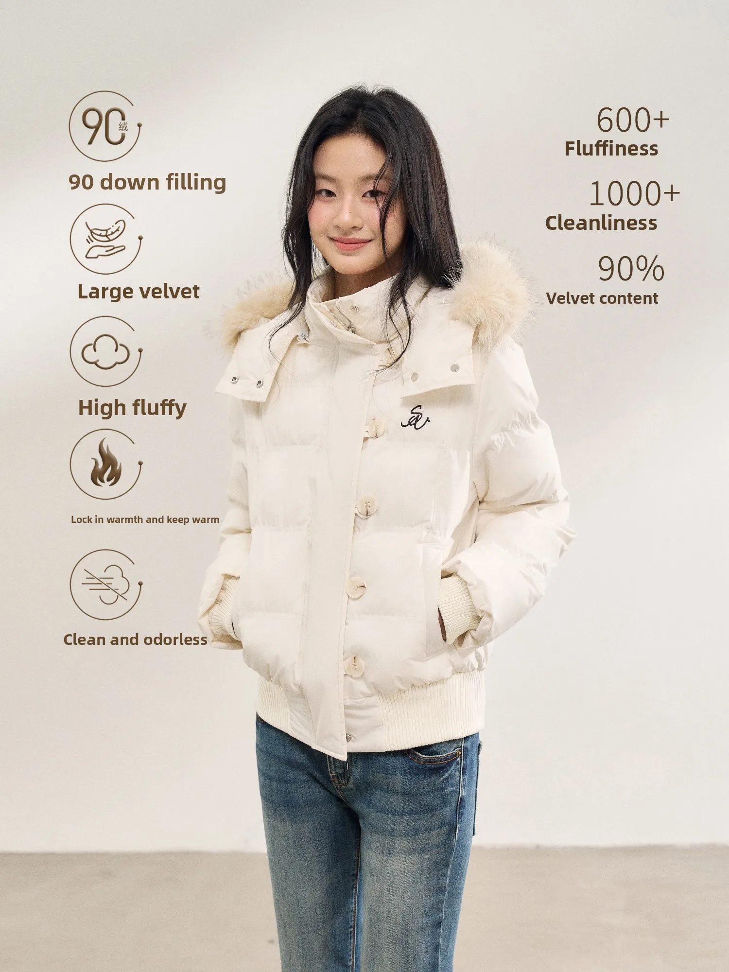 

Свободная женская куртка-пуховик в корейском стиле, повседневное пальто Fiona, теплое, утолщенное, с длинными рукавами, воротником-стойкой и капюшоном