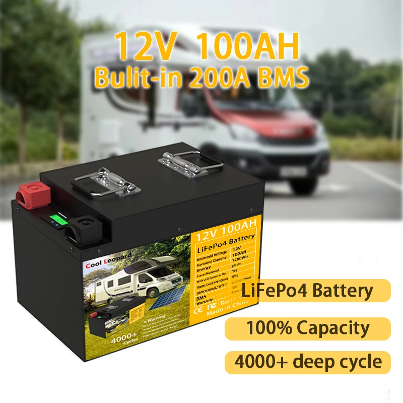 

CooI Leopard Lithium Iron Phosphate Battery 12 V 100 Ah Suitable for Vans, RVs, Off-Road Vehicles, Forklifts, Solar Boats, Sight