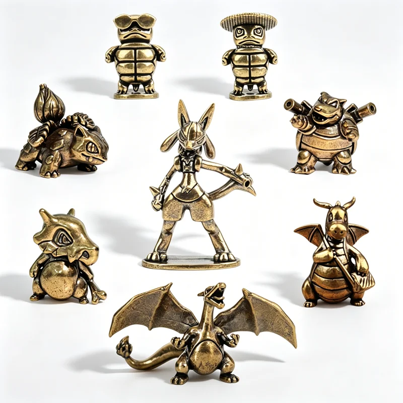 Pokémon Brass Figure Lucario Squirtle Charizard Blastoise Dragonite Bulbasaur Statue Animal Figurines Model Decoration gift