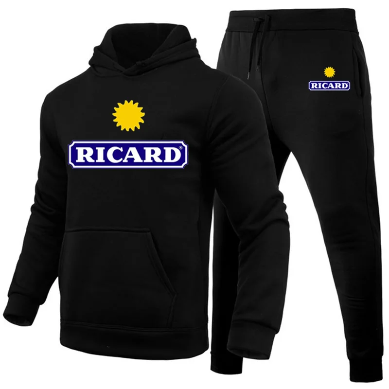 Ricard Men's Sweatshirt +Pants 2 Piece Set Casual Sportswear Hoodies Wear Autumn And Winter New Sportswear Suit Hot