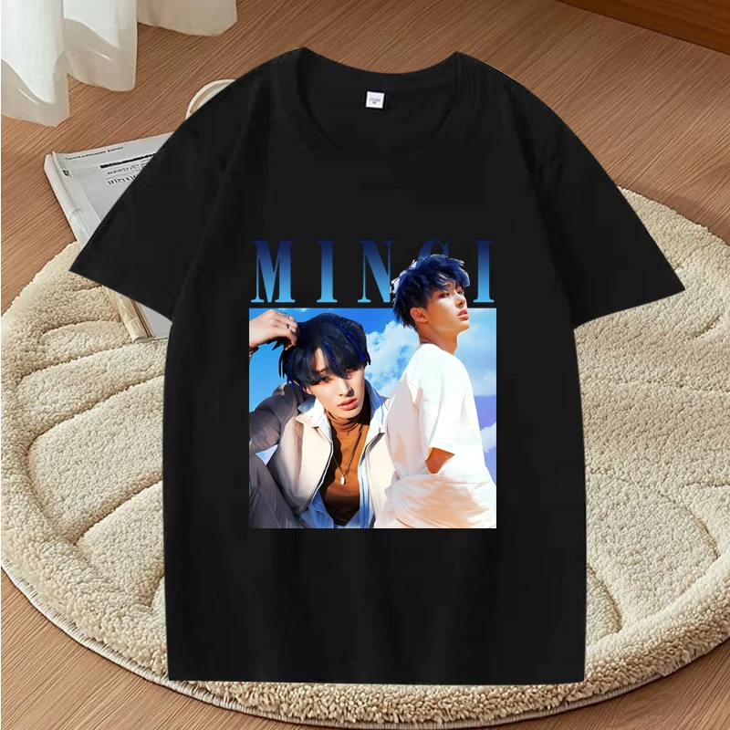 

Mingi Ateez classic fashion graphic T Shirt men ’s women Oversized 100% Cotton streetwear short sleeve Summer print Unisex tops