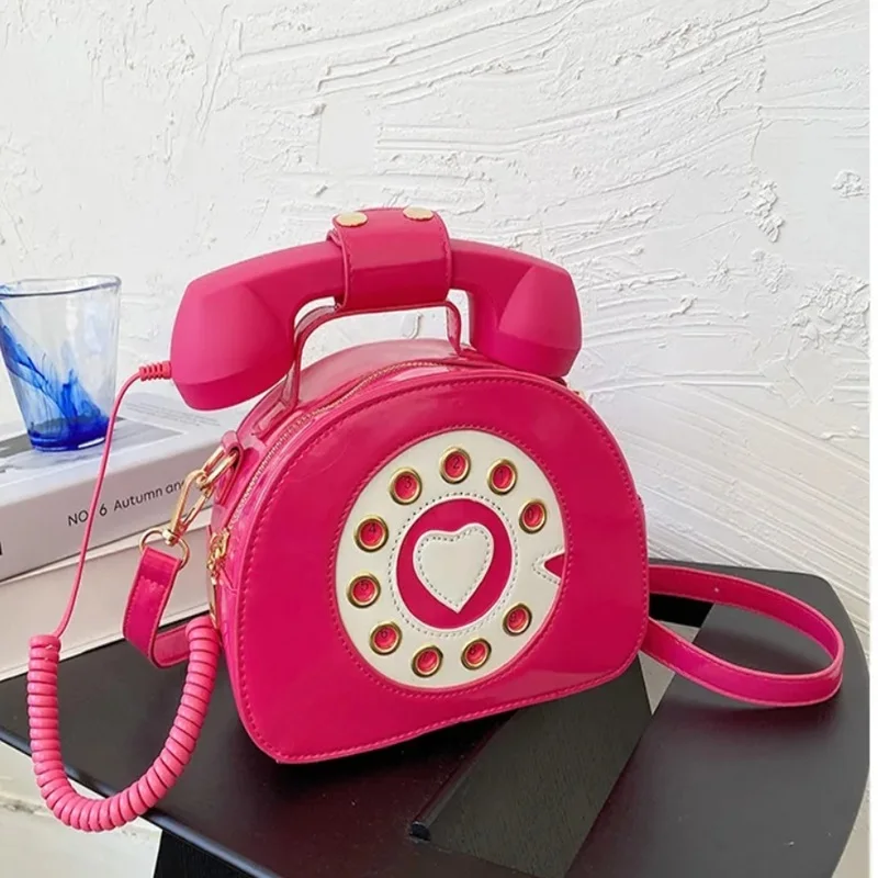 

Women's Bag Designer Colorful Shoulder Bag Personalized Creativity Retro Phone Patent Handbag Funny PU Leather 2025New Gift