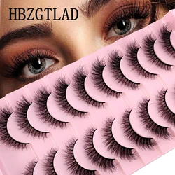 Nuevo 10 pares de pestañas postizas 3D de imitación de visón, pestañas postizas largas naturales, pestañas cruzadas y esponjosas, maquillaje de ojos grandes, pestañas postizas