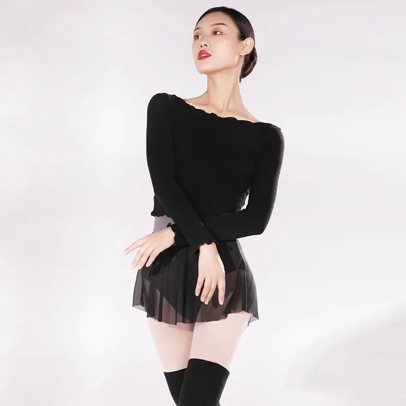 Adult Long Sleeve Ballet Wrap Top Coat One line collar design Thermal Jacket Ballet Gymnastic Training Tops Female Dance Wear