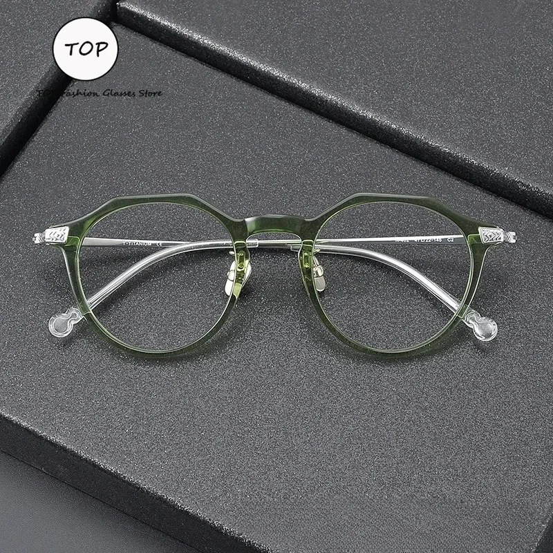 Olive Green Net Red Female Nearsighted Presbyopia Frame N-402 Fashion Plate Irregular Pure Titanium Optical Mirror for Men Frame