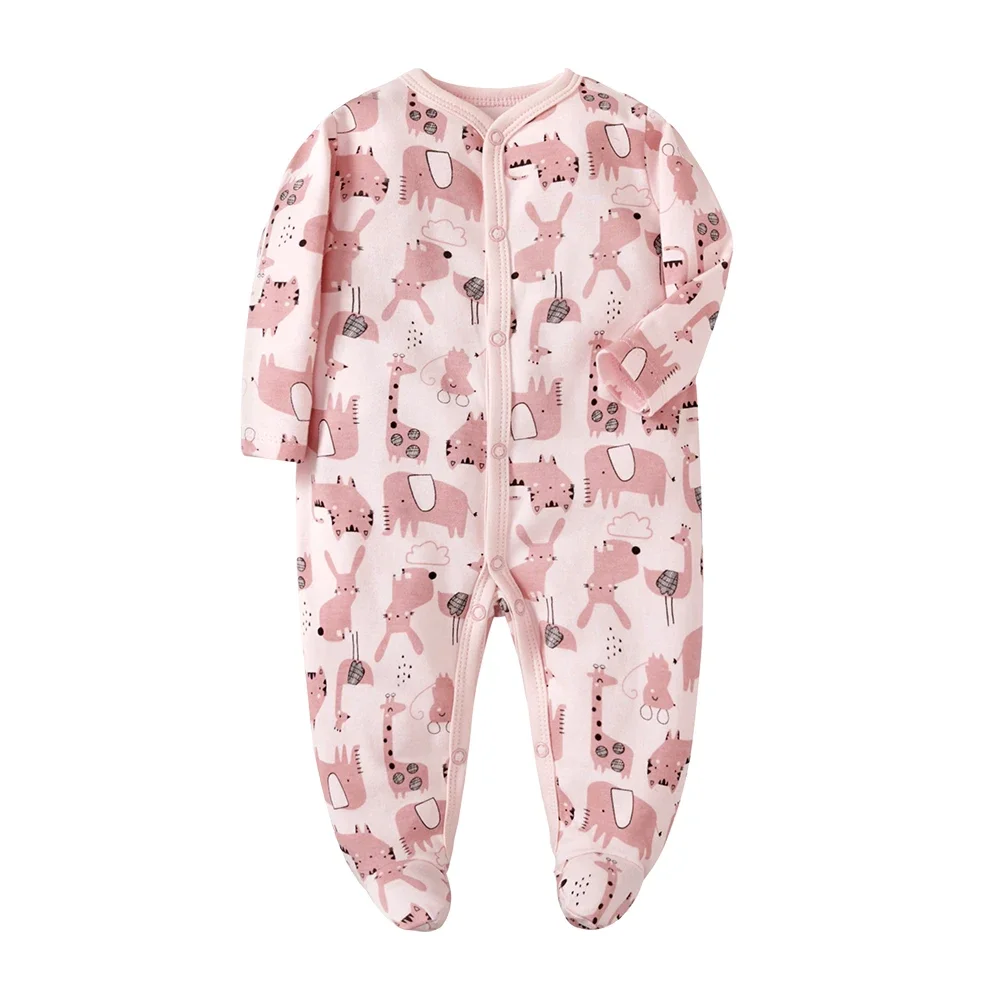 Four Seasons 0-12 Months Infant Clothing Pajamas Overalls Baby Rompers 100%Cotton Soft Newborn Girls&Boys of Long Piece Playsuit