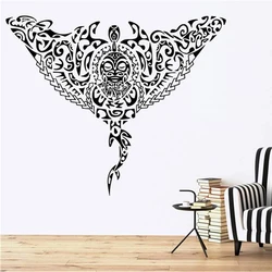 Abstract Pattern Tribal Manta Ray Ocean Marine Sea Wall Sticker Bathroom Fish Animal Geometric Wall Decal Kids Room Decor