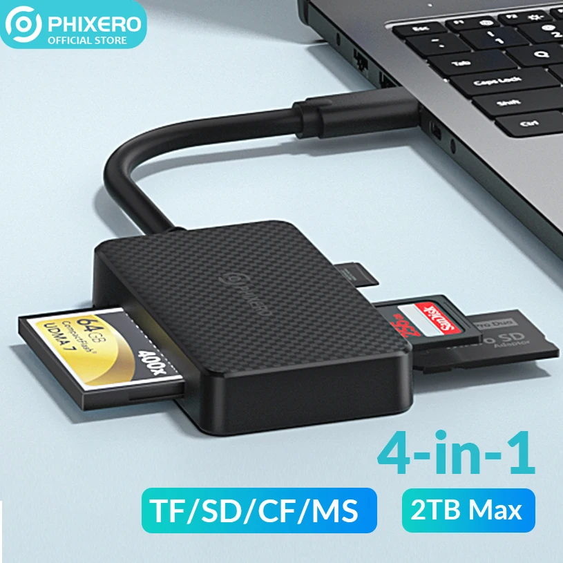 

Устройство для чтения карт памяти PHIXERO USB A Type C 3,0, многофункциональный адаптер для Micro SD SDHC SDXC MMC TF CF MS Pro Duo Stick Switch Camera