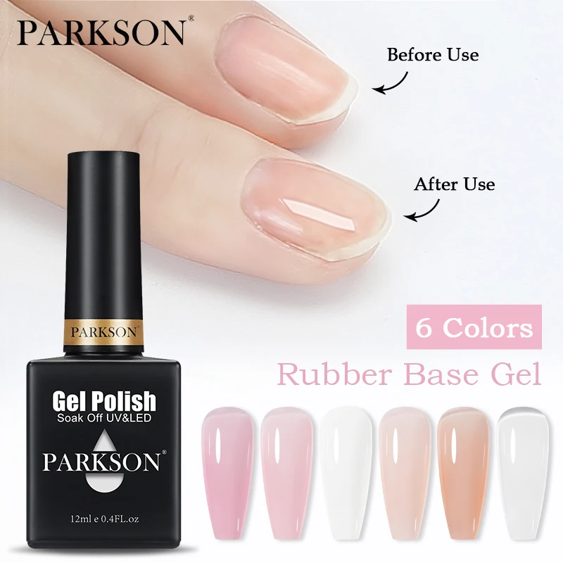 Parkson 12 ml Gummi-Basisgel für gebrochene Nägel, repariert Fiberglas, klares, schnell aufbauendes UV-Konstruktionsgel, Soak-Off-Lack