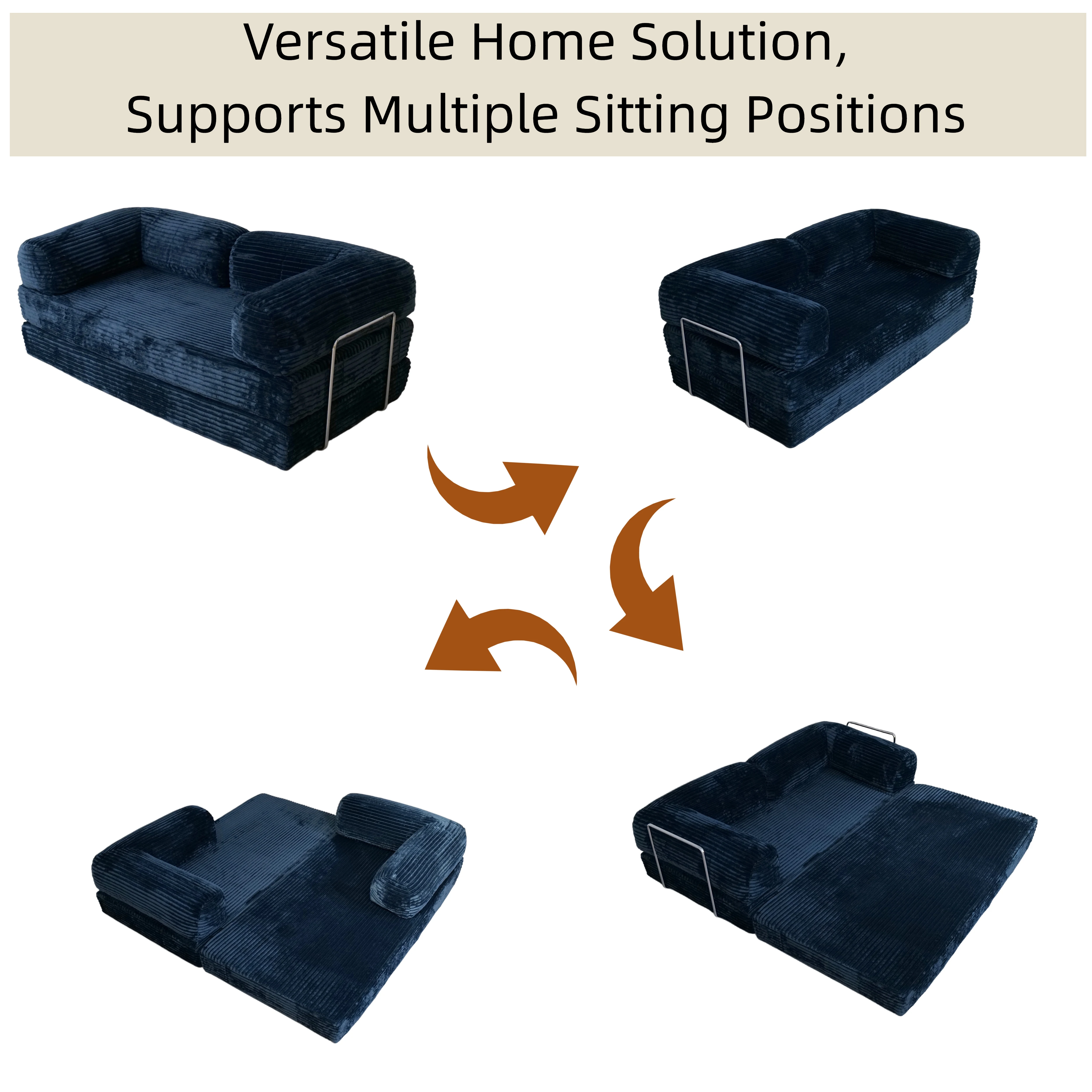 #Modern Design Vacuum Compressed Packing High Density Sponge-Filled Fabric Foldable Sofa Bed Apartment Living Room Small Space
