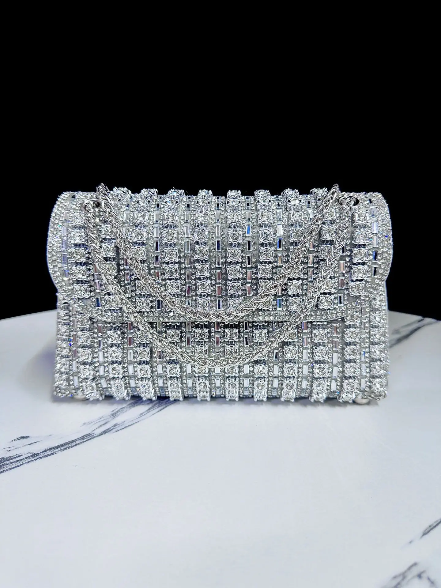 Evening Dress Rhinestone Clutch Bag with Diamond Chain, Cheongsam Bag, Crossbody Evening Bag, Women's Handbag, Evening Bag image 6