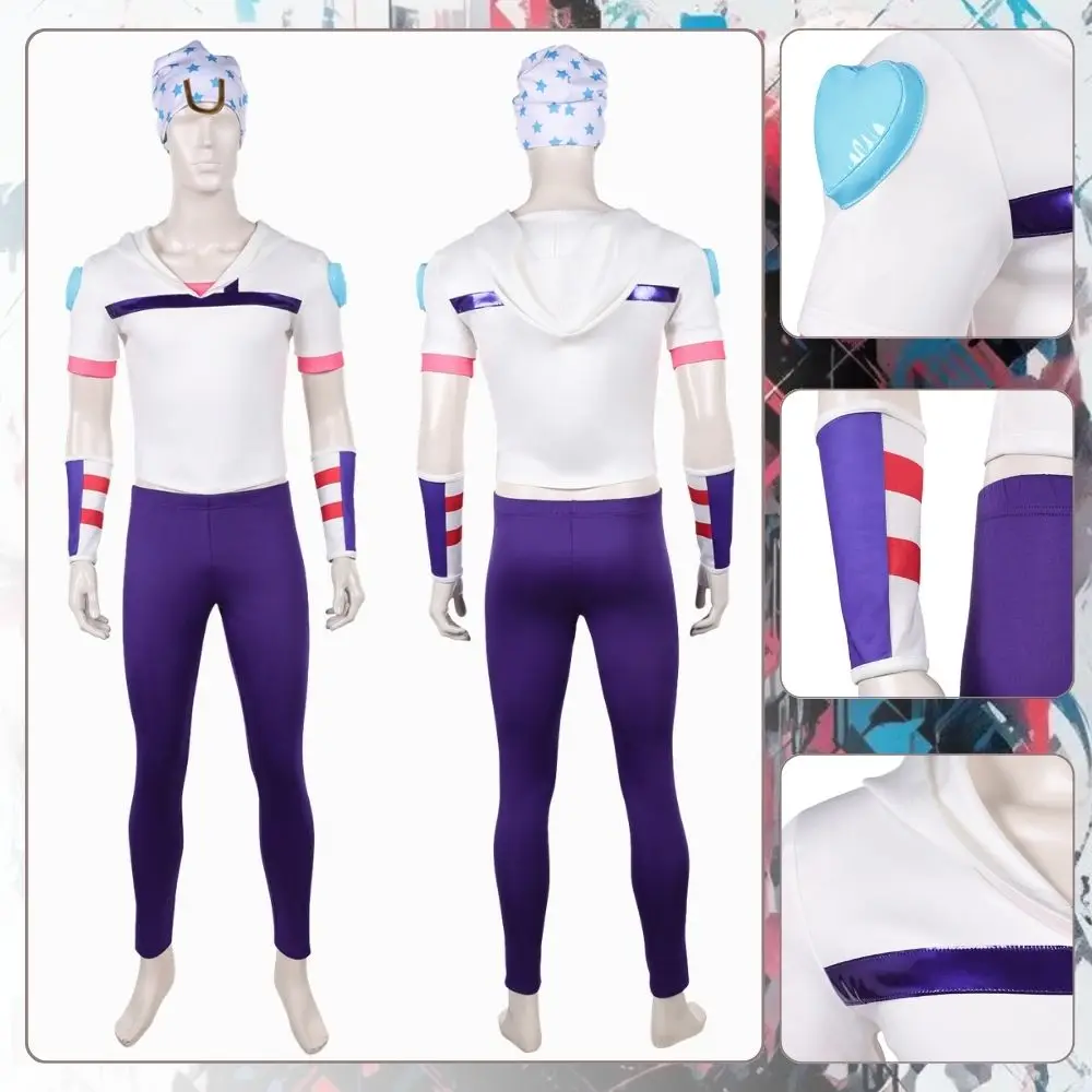 

JoJo Anime Bizarre Adventure Johnny Joestar Cosplay Men Costume Hooded Pants Bodysuit Roleplay Outfits Halloween Carnival Suit